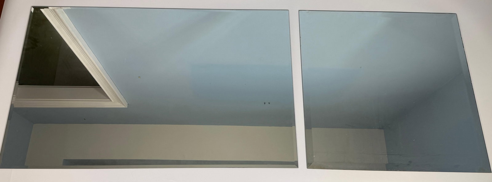 2 Beveled Mirrors, INV. 834,835: Smallest 30 x 30 inches, largest 30 x 48 inches.