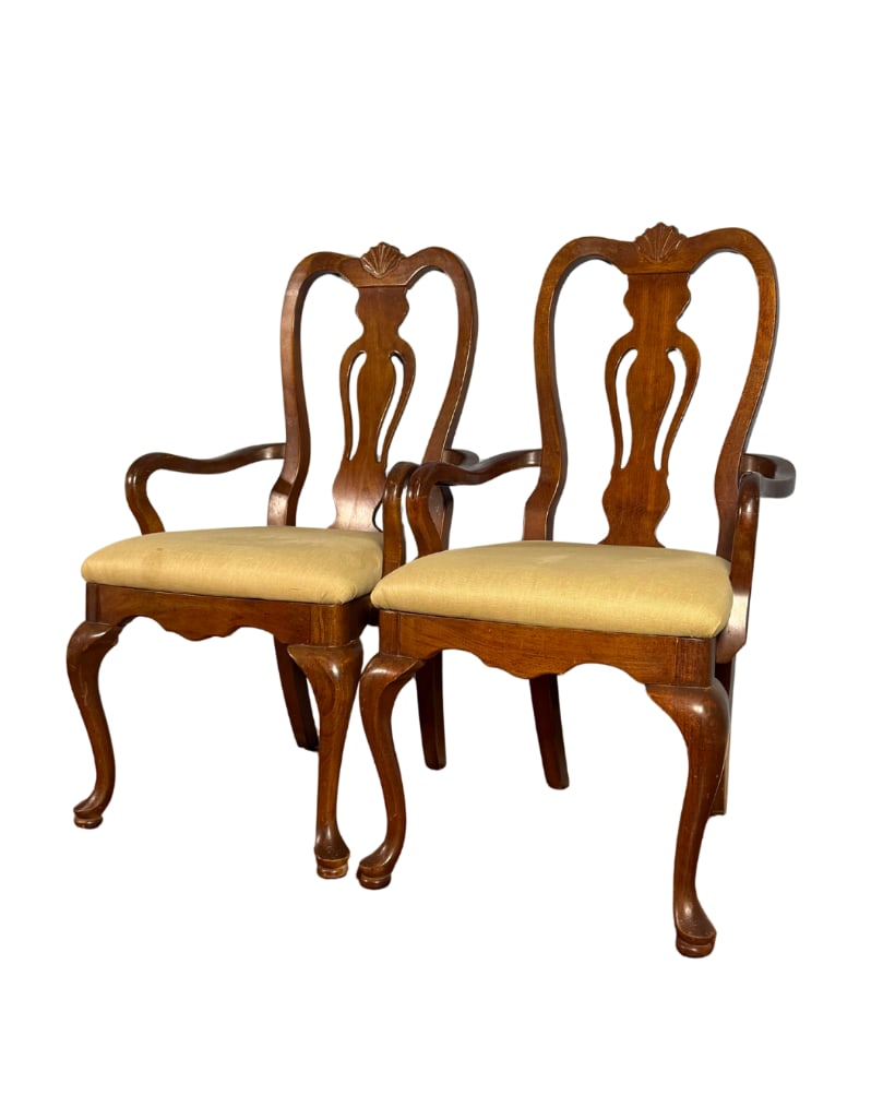 Pair Queen Anne Style Arm Chairs, INV. 297 (1 of 4)
