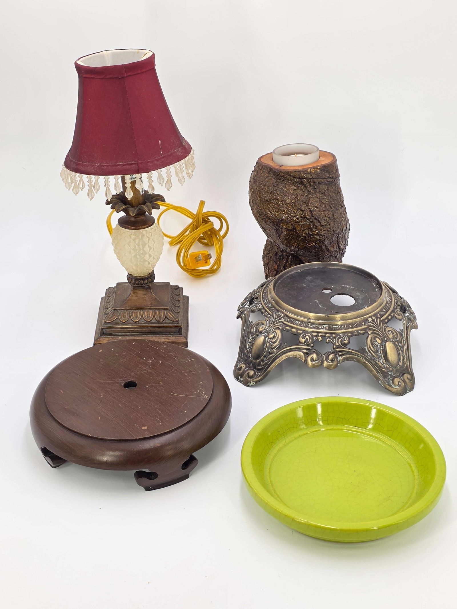 Misc. including Ornate Lamp Base, Pineapple Lamp, INV.7 740,671,412: Lamp approx. 12 x 4 x 4 inches