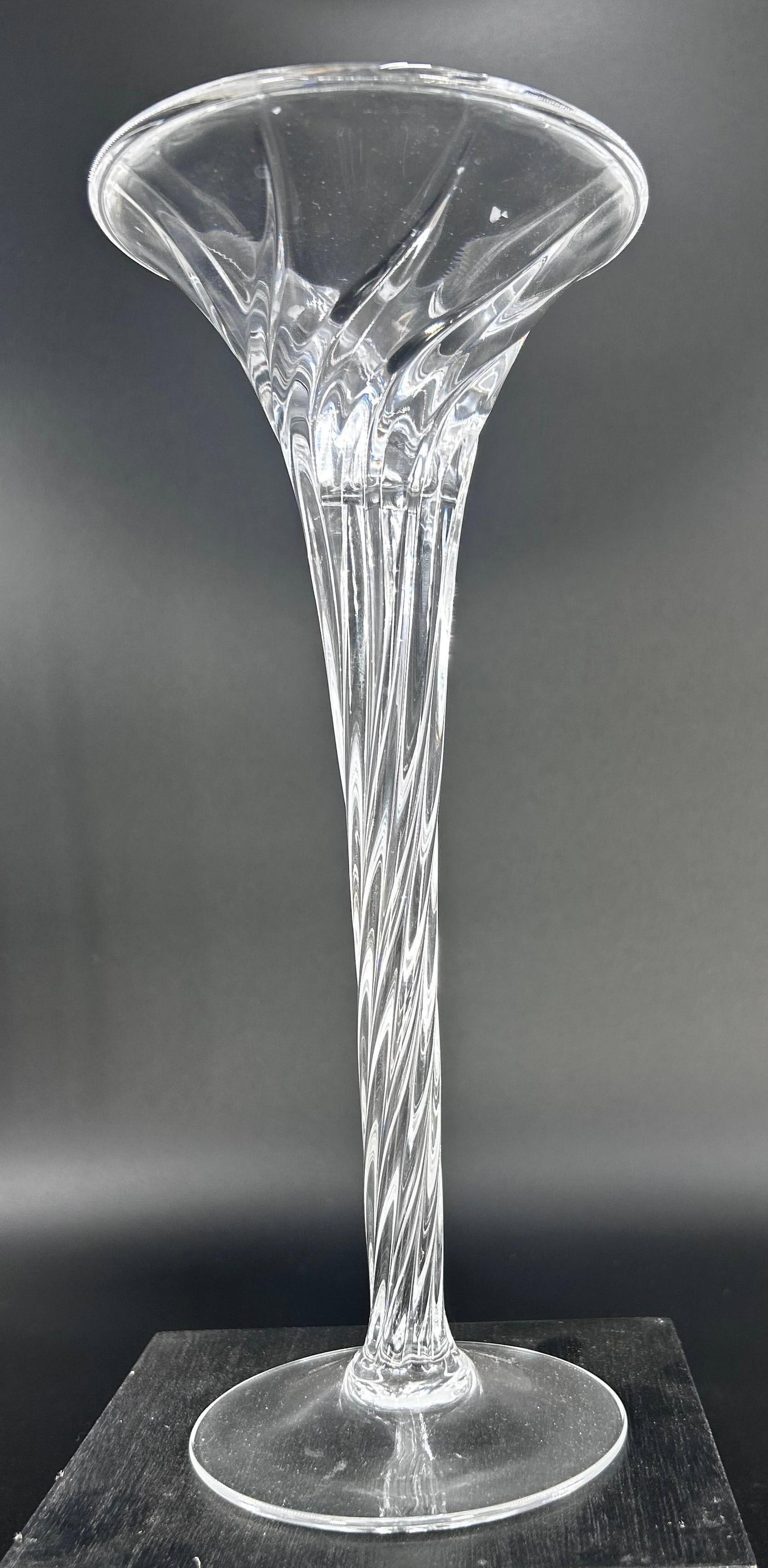 J.G. Durand / Cristal d'Arques Clerval Lead Crystal Swirl Candlestick Holder, INV. 478: Approx. 9.75 x 4.25 x 4.25 inches