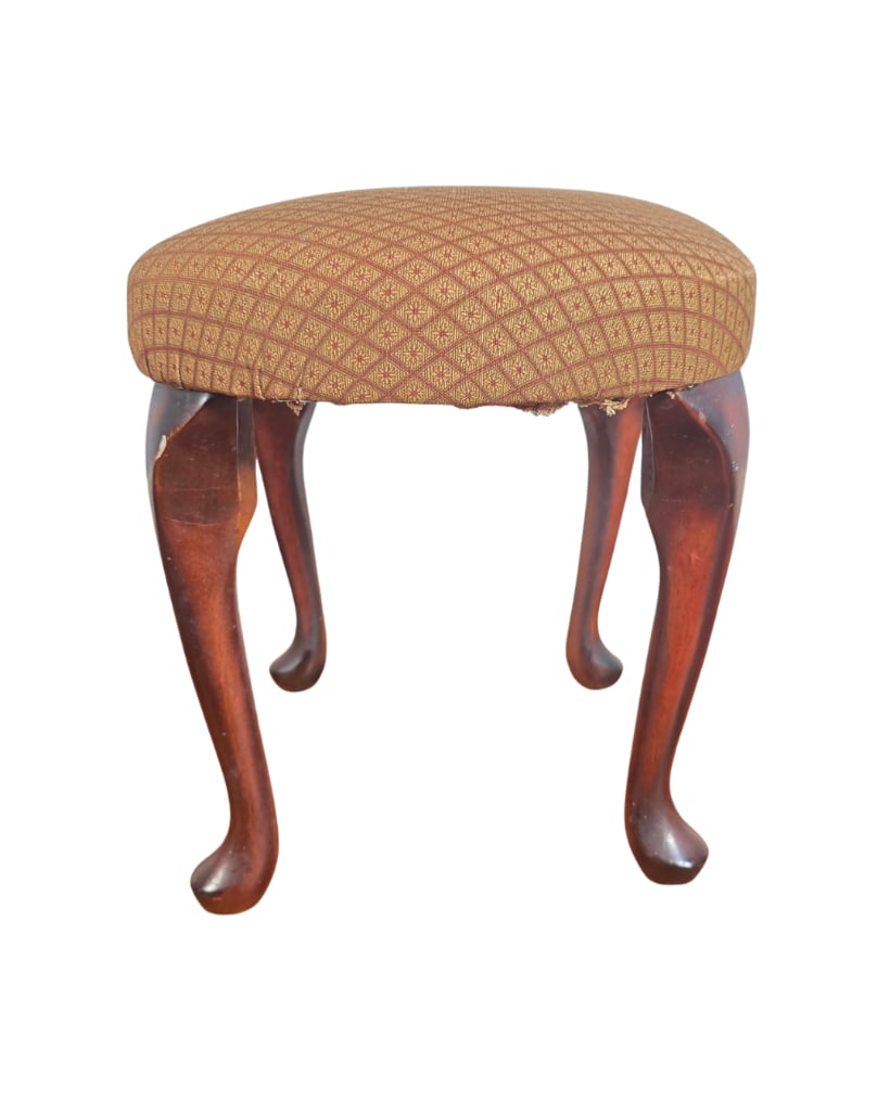 Vintage Bombay Company Upholstered Kidney Shaped Stool, INV. 226 (1 of 3)