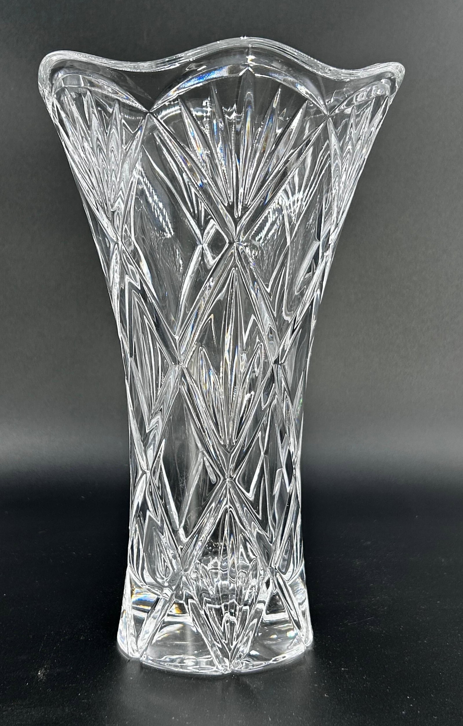 Marquis by Waterford, Honour Vase. inv 486: Approx. 9.75 x 6.25 x 6.25 inches.