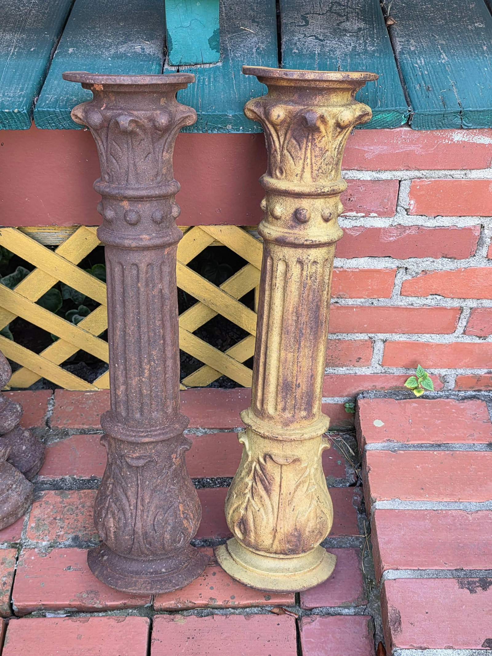 Antique Victorian Newell Post, INV. 2021: Each approx. 25.75 x 7 x 3 inches