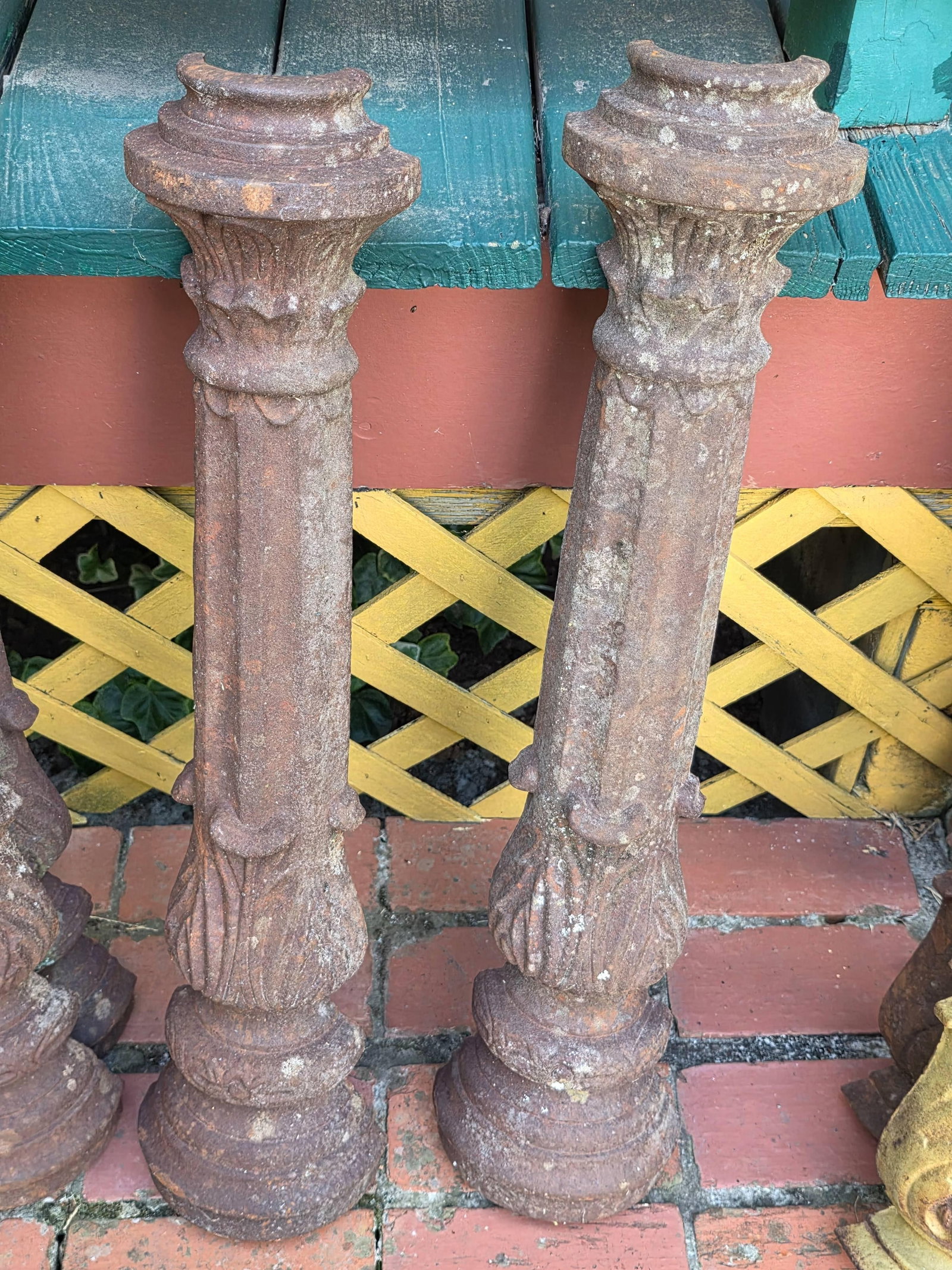 Antique Victorian Newell Post, INV. 2022: Each approx. 27.5 x 6.25 x 3 inches