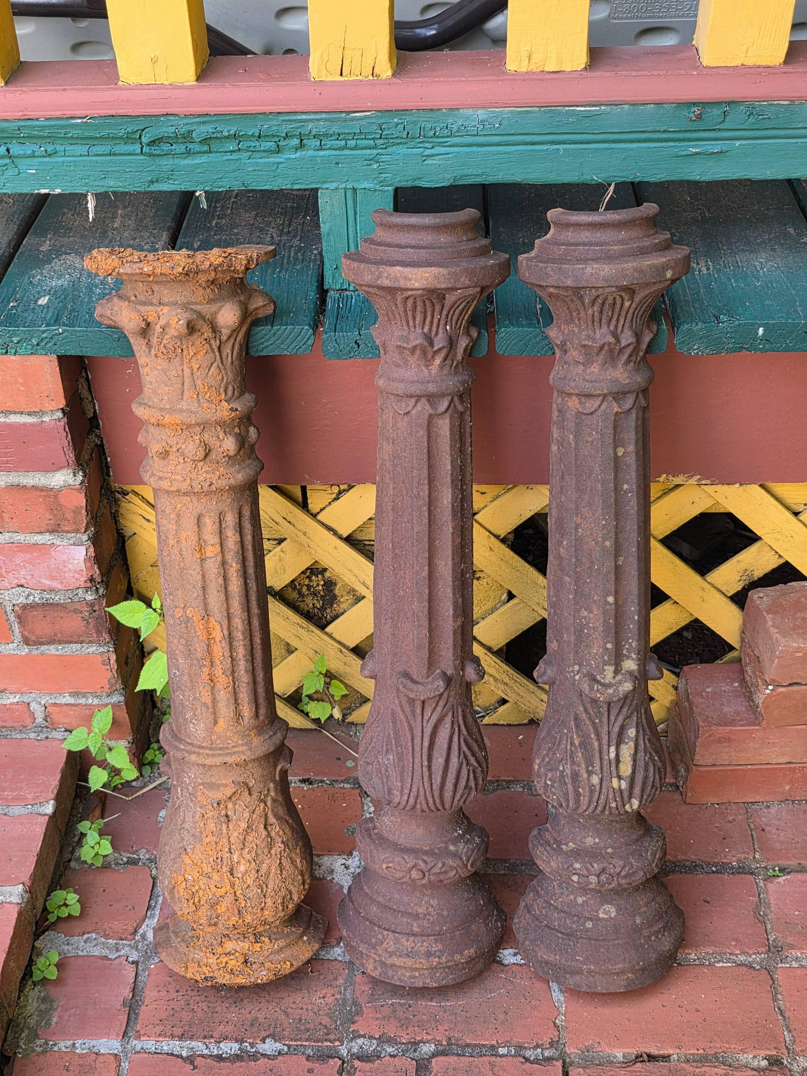 Antique Victorian Newell Post, INV. 2024: Each approx. 27.5 x 6.5 x 3 inches