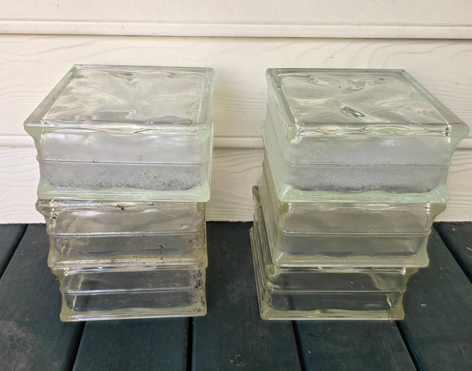 6 Glass Cubes, INV. 882: Each approx. 8 x 8 x 4 inches