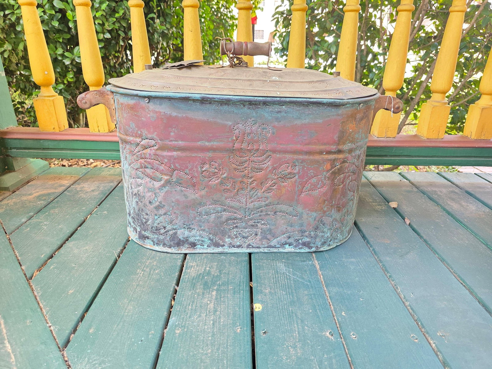 Antique Repurposed Copper Boiler Light Fixture, INV. 675 - 3
