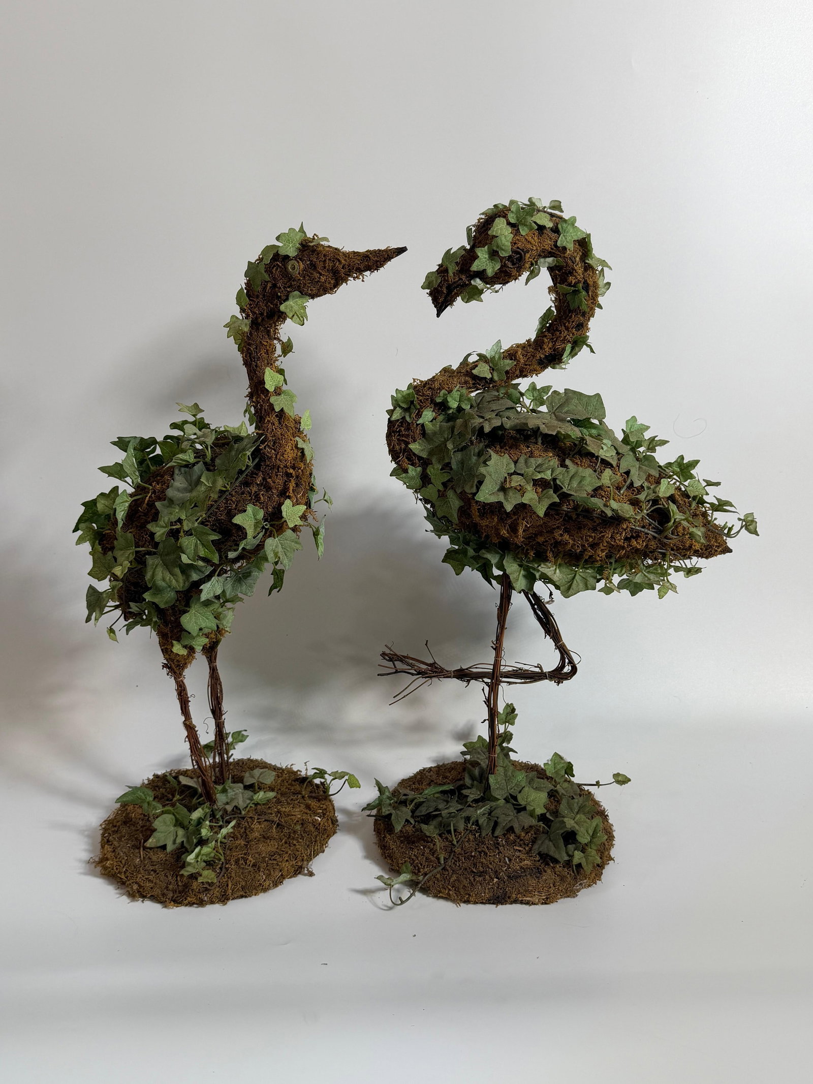 Set of Crane Topiaries, INV. 919: Largest 25 x 14 x 9.5 inches