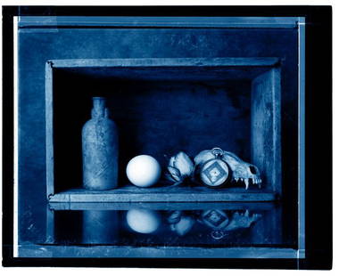 William Coupon: Name: William Coupon Title: clock racoon blue Date: 2000 Process: archival inkjet print, signed verso Size: 14"x17"