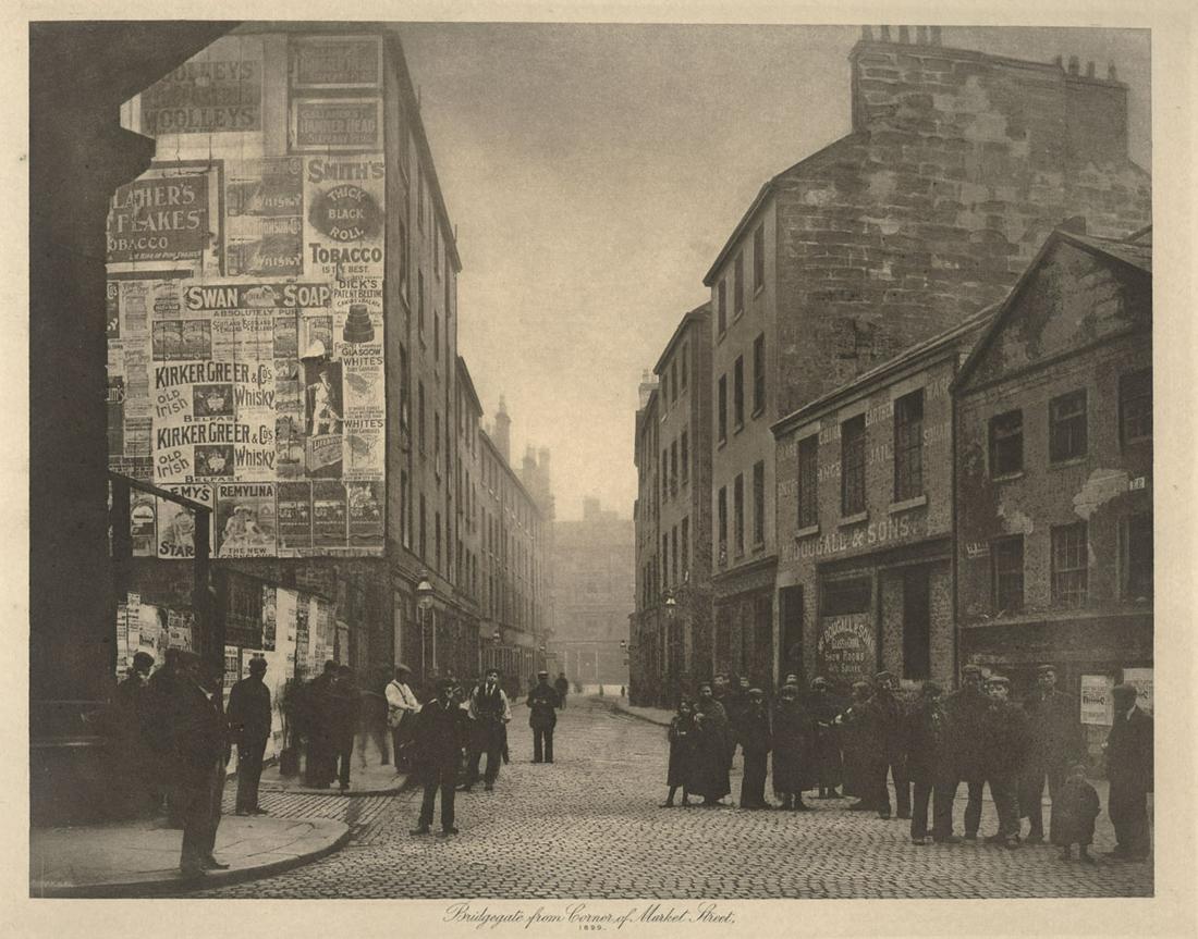 Thomas Annan: Bridgegate from Corner of Market Street: Thomas Annan: Bridgegate from Corner of Market Street, 1899/1900, photogravure, from Old Closes and Streets. A Series of Photogravures. 1868 – 1899., title and date printed below image, Image si