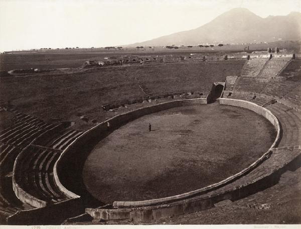 Giorgio Sommer: Amphitheater Pompei, c. 1880, albumen print, 7.625"x10" (Courtesy the Tartt Gallery).
