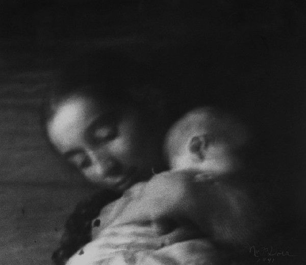 Nell Dorr: Untitled (Mother and Child), 1941/c. 1960, silver print, signed and dated recto, 7"x8".