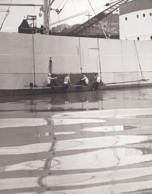 Arthur Smith Gray: Cleveland Shipyards, c. 1937, silver print, estate stamp on print verso, 13.625"x10.75".