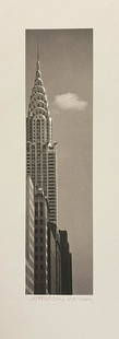 Jefferson Hayman: Chrysler Building with Cloud: Jefferson Hayman: Chrysler Building with Cloud, printed 2007, platinum print, signed open edition not numbered, 100 or fewer, Image size: 2.25” x 8.75”; Sheet Size: 4” x 11.5”.