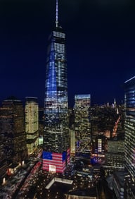Norman McGrath: 1 World Trade Center and Ground Zero, N.Y.C. with Flag