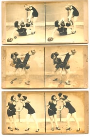 Unknown: Three Stereo Views of Women Boxing