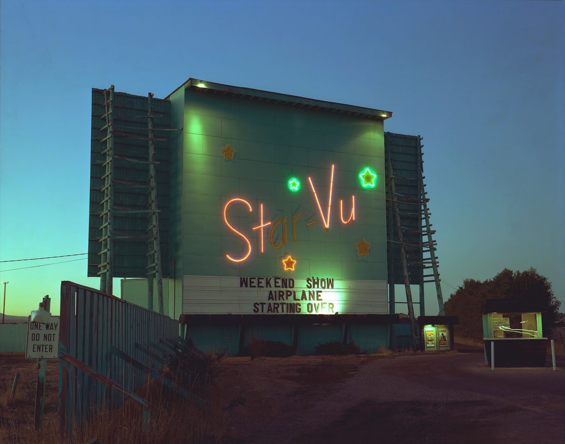 Steve Fitch: Star-Vu Drive-In Theater, Longmont, Colorado, October 3, 1980: Steve Fitch: Star-Vu Drive-In Theater, Longmont, Colorado, October 3, 1980, 1980/2023, archival pigment print, signed, titled, and dated verso, Image size: 15" x 19"; Sheet Size: 16" x 20".