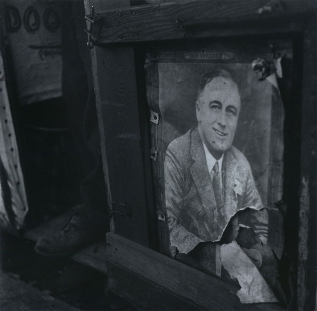 John Gutmann: "Our President" Alabama: John Gutmann: "Our President" Alabama, 1937, silver print, signed, titled, and dated verso, Image size: 7.625" x 7.875"; Sheet Size: 8" x 10".