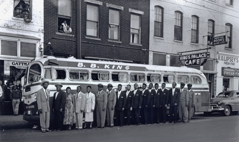 Ernest Withers: B.B. King with His Bandmembers Next to B.B. King's Tour Bus, "Big Red," Beale Street