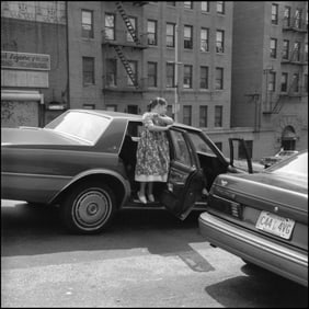 Gerald Cyrus: Girl Leaning on Cab Door, Harlem