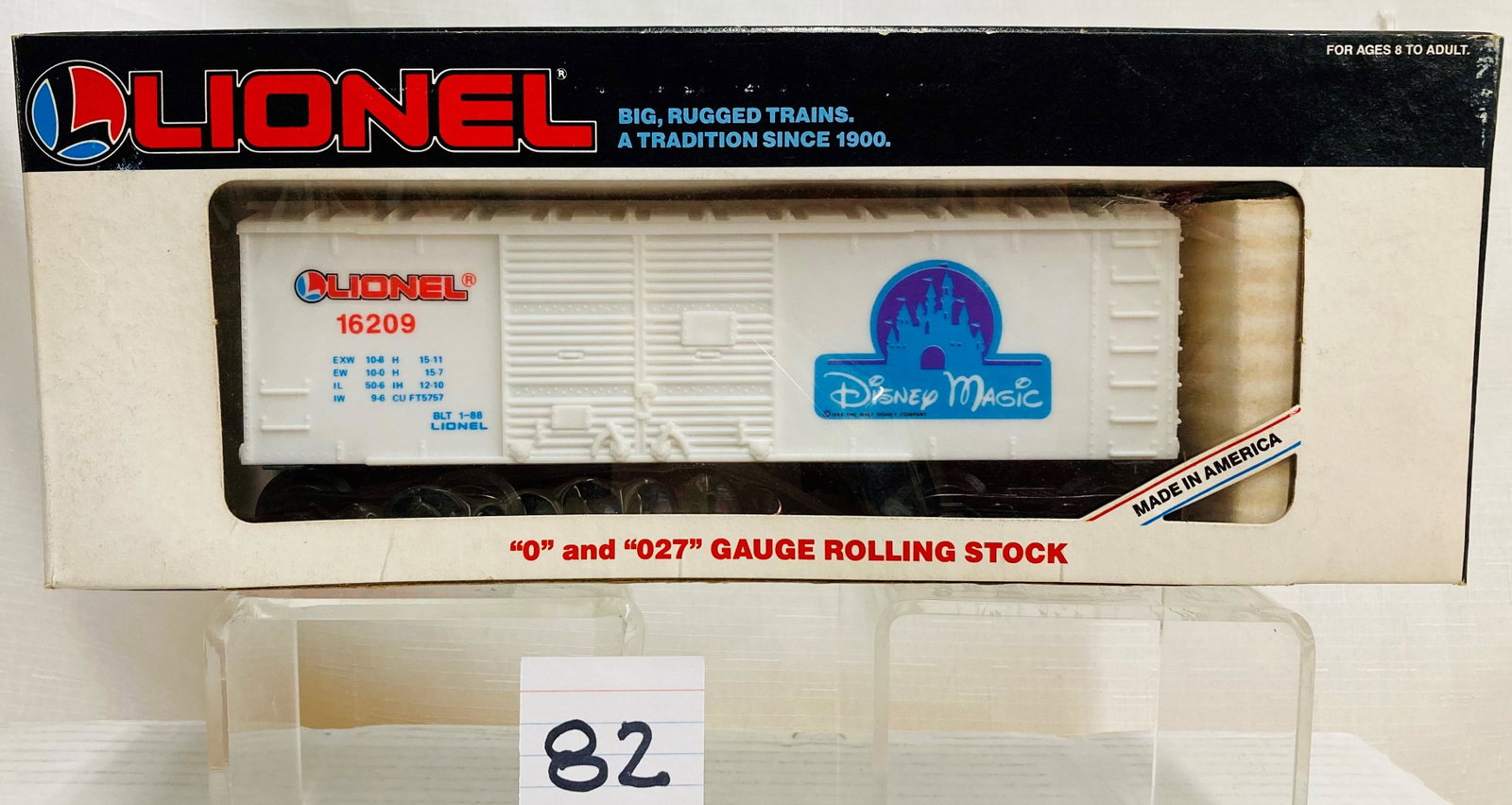 Lionel 16209 Disney Magic Boxcar with Box: Lionel 16209 Disney Magic Boxcar with Box, C9. Box has a hand wriiten Label
