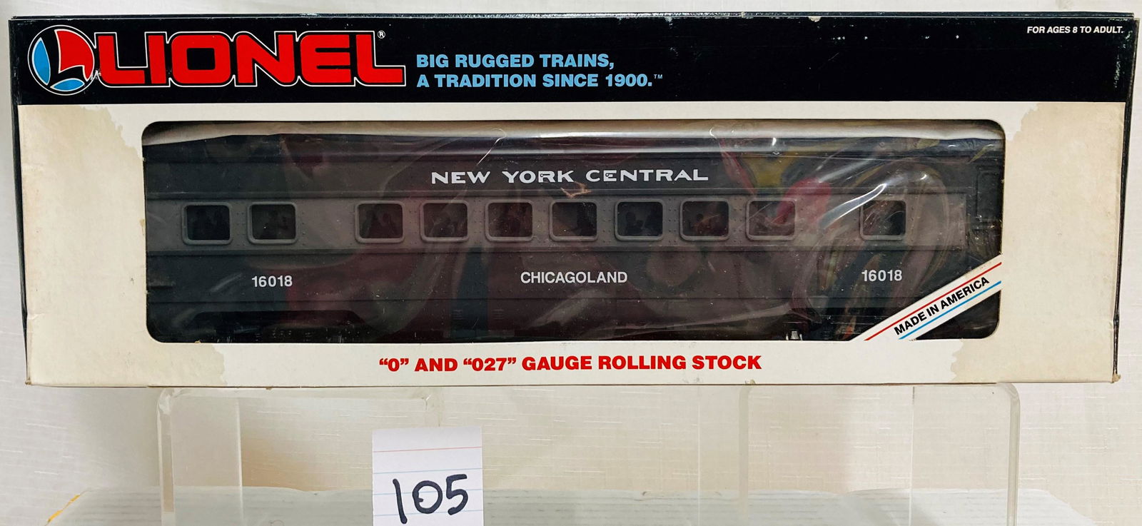 Lionel 16018 New York Central Coach Car with Original Box: Lionel 16018 New York Central Coach Car with Original Box, C9