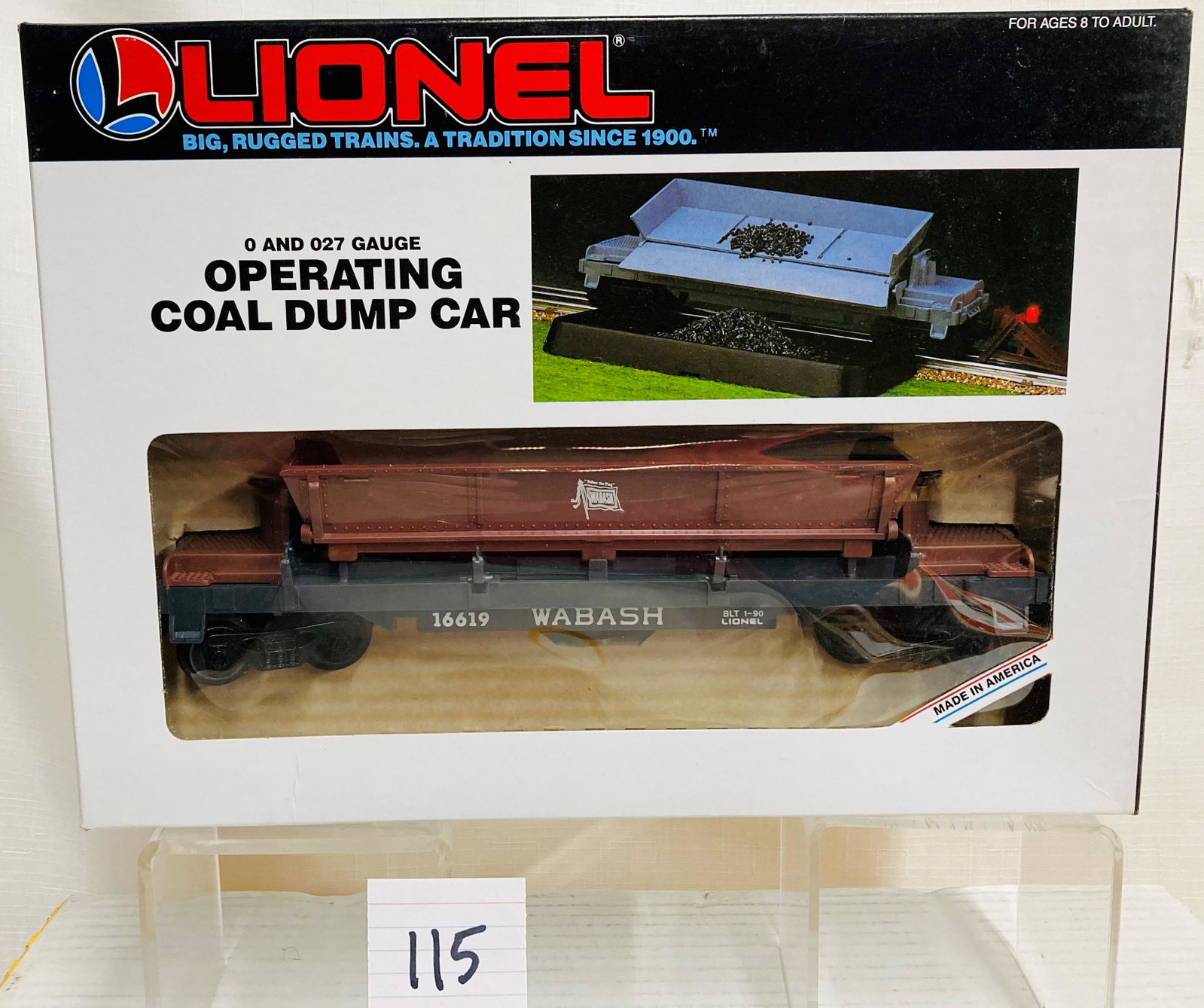 Lionel 16619 Wabash Coal Dump Car with Original Box: Lionel 16619 Wabash Coal Dump Car with Original Box, C9