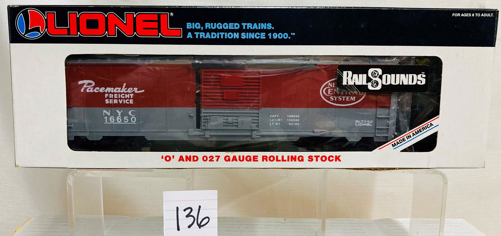 Lionel 16650 NYC Pacemaker Boxcar with Diesel Railsounds and Original Box (1 of 2)