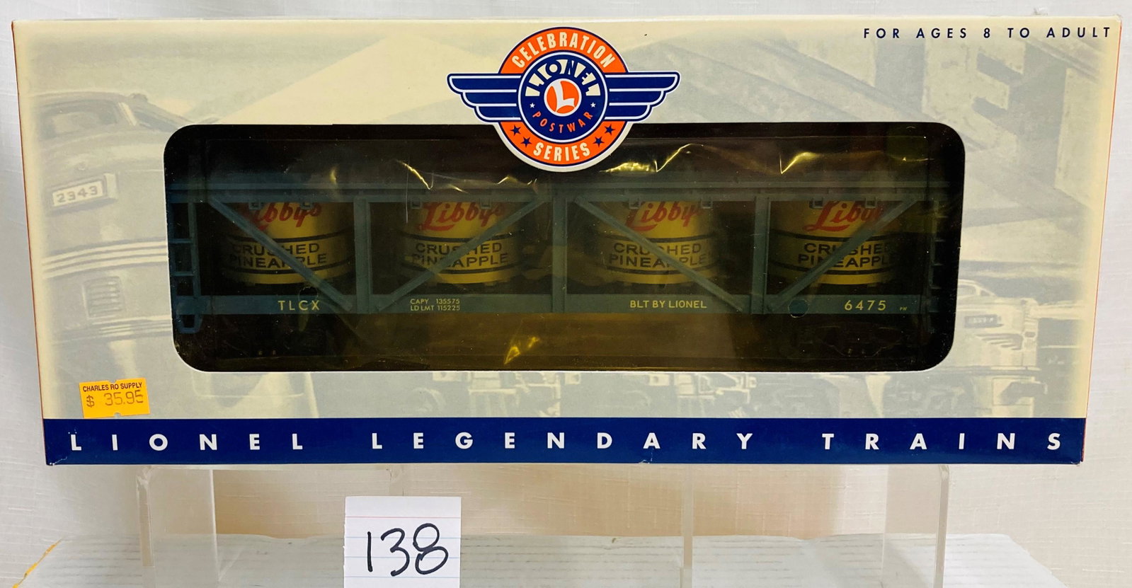 Lionel 19490 Celebration Postwar Series 6475 Libby's Vat Car with Original Box: Lionel 19490 Celebration Postwar Series 6475 Libby's Vat Car with Original Box, C10