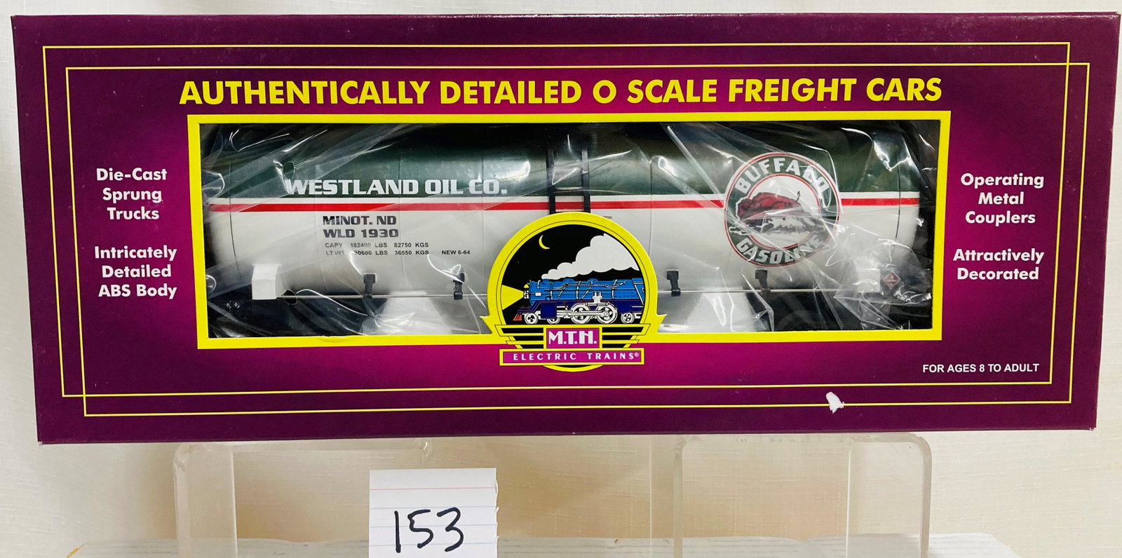 MTH 20-96071 Buffalo Gasoline Tank Car w/ OB: MTH 20-96071 Buffalo Gasoline Tank Car w/ OB, C10