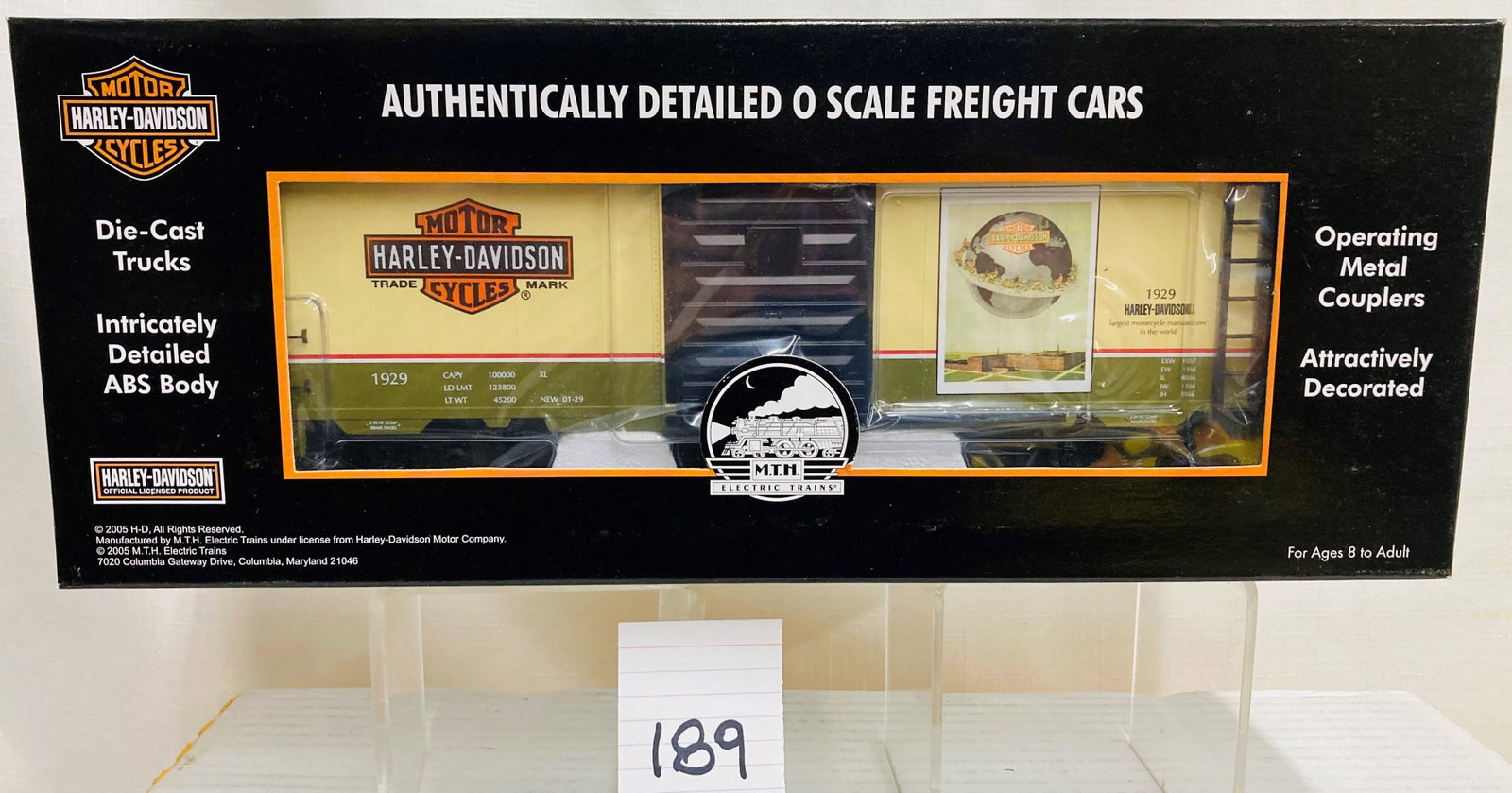 MTH 20-93215 Harley-Davidson 40' Boxcar with Original Box: MTH 20-=93215 Harley-Davidson 40' Boxcar with Original Box, C10