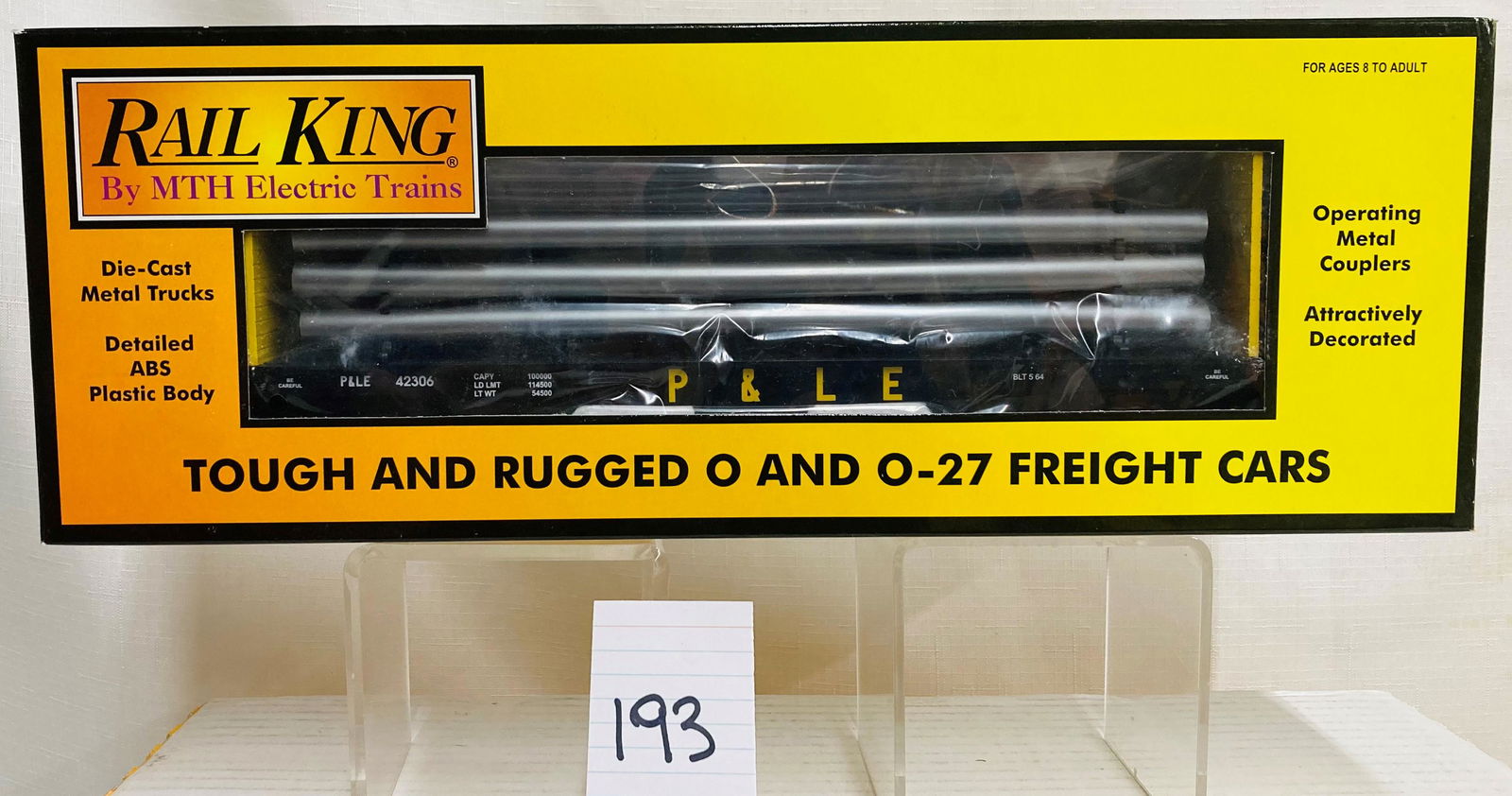 MTH P & LE Flat Car with Bulkheads and Pipes and Original Box (1 of 2)