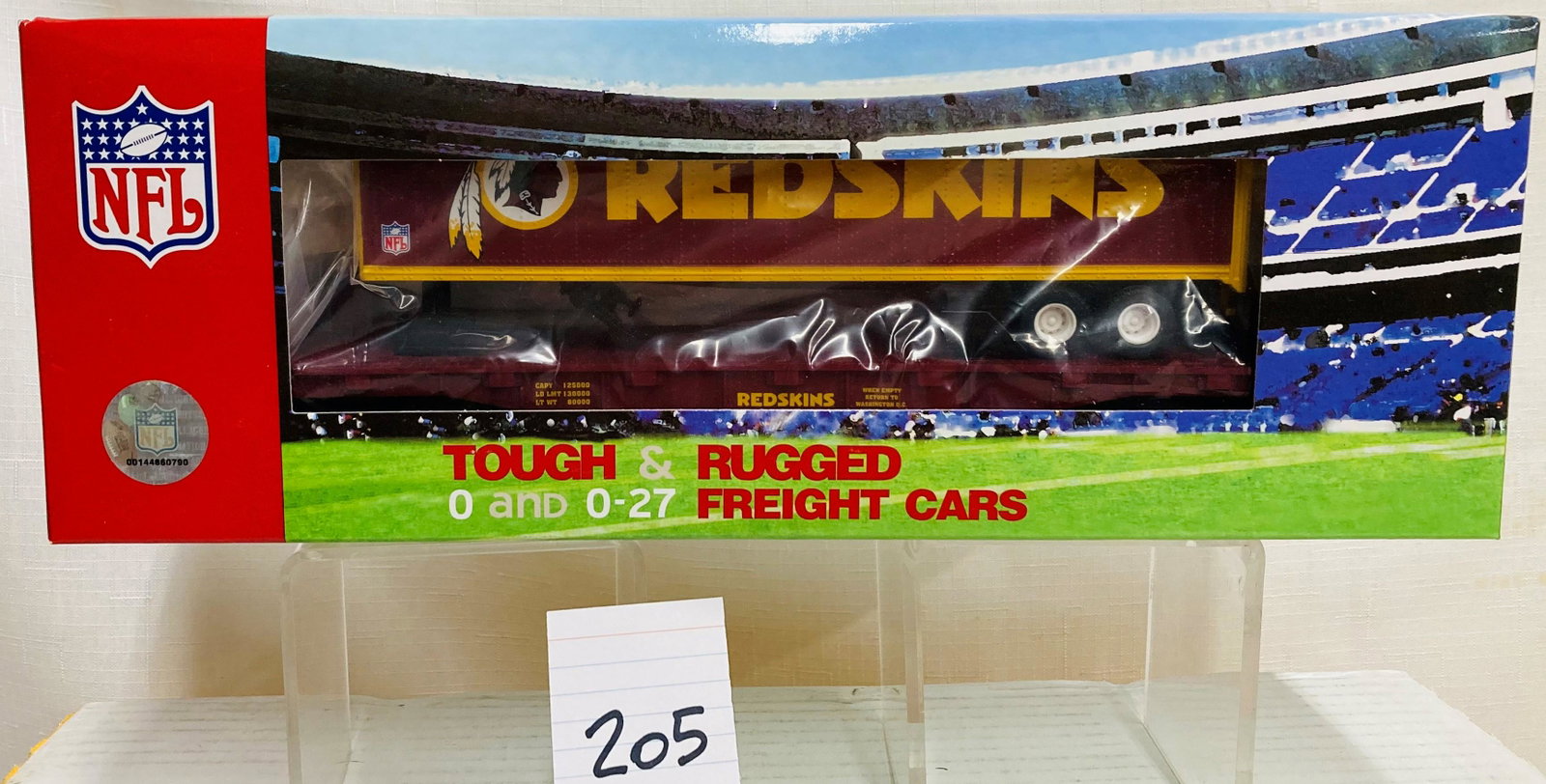 MTH 30-76240 Washington Redskins Flat Car w/ Trailer and Original Box: MTH 30-76240 Washington Redskins Flat Car w/ Trailer and Original Box, C10