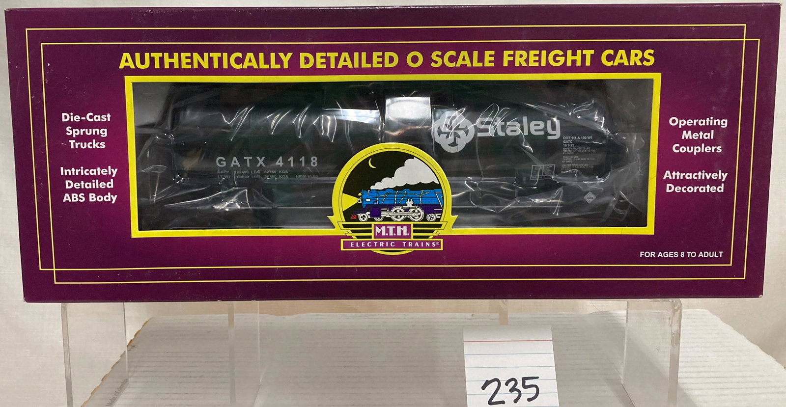 MTH 20-96097 Staley Funnel Flow Tank Car with Original Box: MTH 20-96097 Staley Funnel Flow Tank Car with Original Box, C10