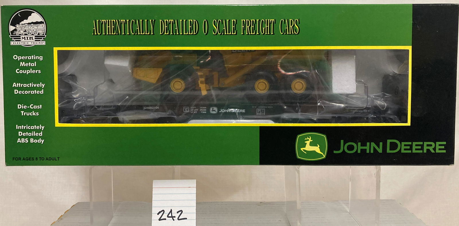 MTH 20-98509 John Deere 47' Heavy Duty Flatcar w/ 400D Dump Truck & OB (1 of 2)