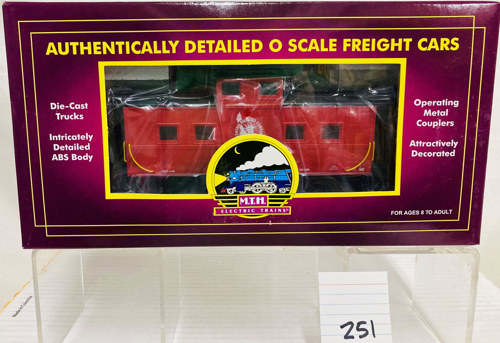 MTH 20-91127 Jersey Central Center Cupola Steel Caboose with Original Box: MTH 20-91127 Jersey Central Center Cupola Steel Caboose with Original Box, C10