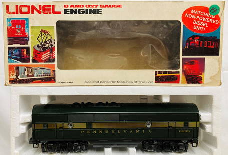 Lionel 8059 Pennsyvania Green F3 Dummy "B" Unit w/OB: Lionel 8059 Pennsyvania Green F3 Dummy "B" Unit w/OB, C8. Box has staining.