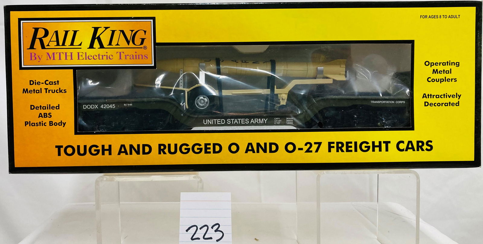 MTH 30-76201 US Army Depressed Center Flatcar w/ Rocket Load & OB (1 of 2)