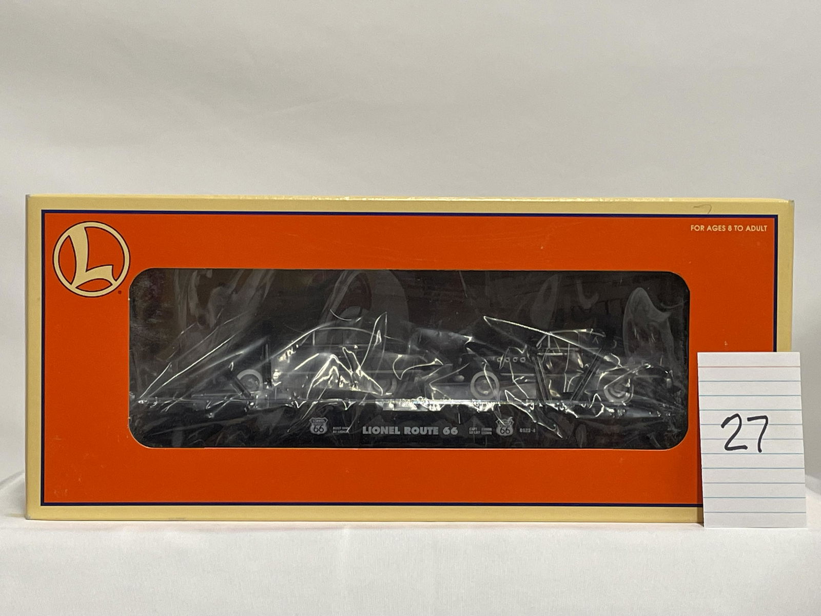 Lionel 17537 Flatcar w/ Two Lionel Route 66 Black Coupes Automobiles w/ OB (1 of 2)