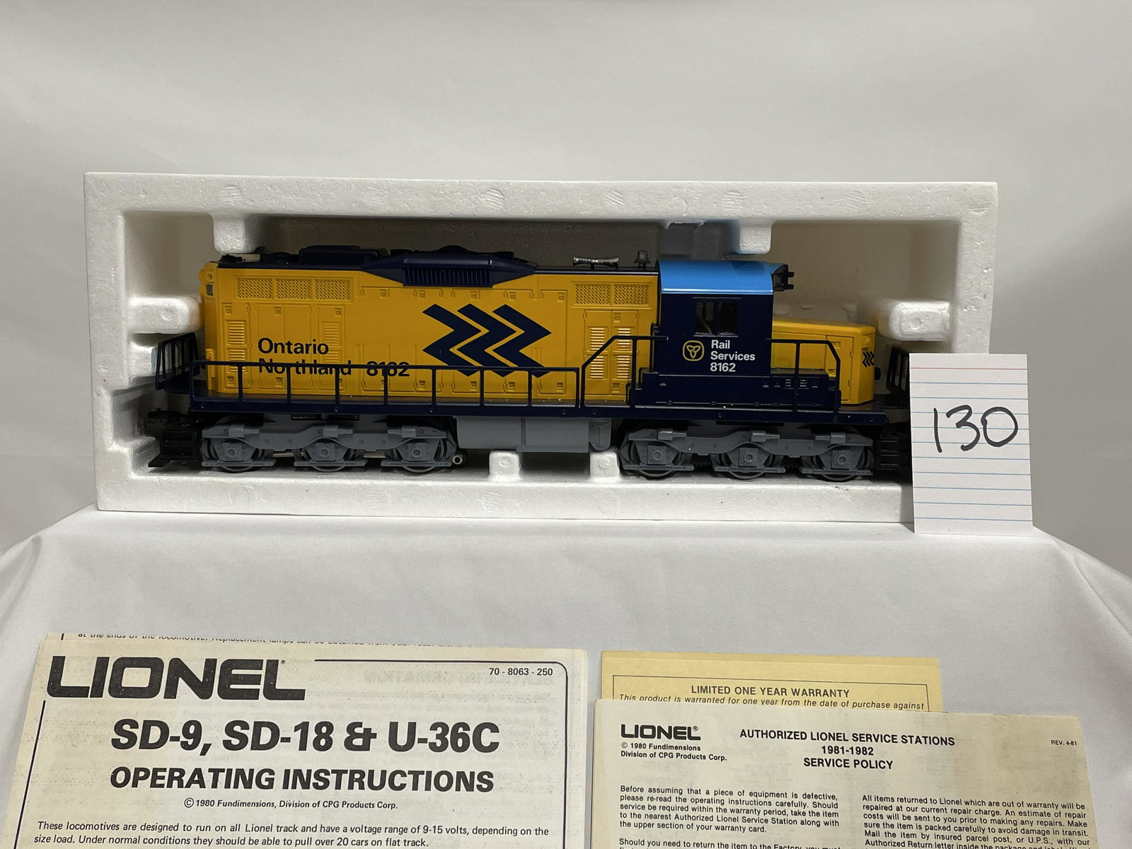Lionel 8162 Ontario Northern SD-18 Powered Diesel "A" Unit Locomotive w/ OB: Lionel 8162 Ontario Northern SD-18 Powered Diesel "A" Unit Locomotive w/ OB, C9