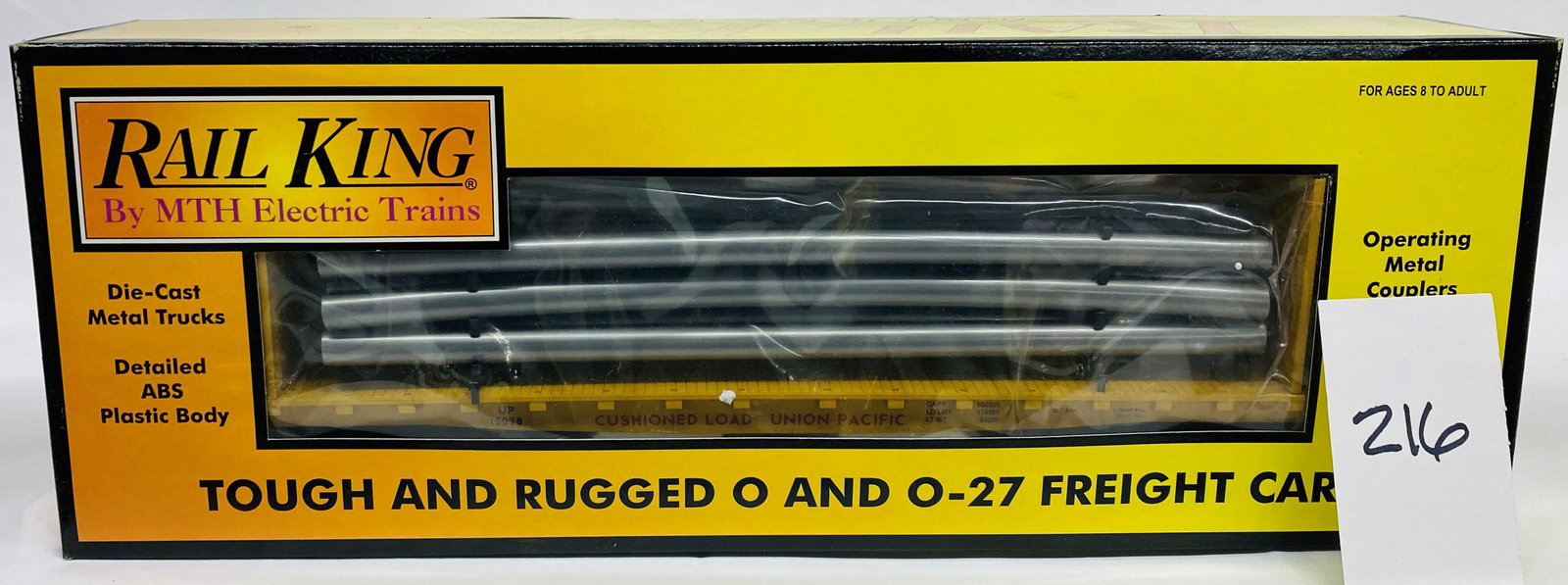 MTH 30-76037 Union Pacific Bulkhead Flat Car w/ Pipe Load & OB (1 of 2)