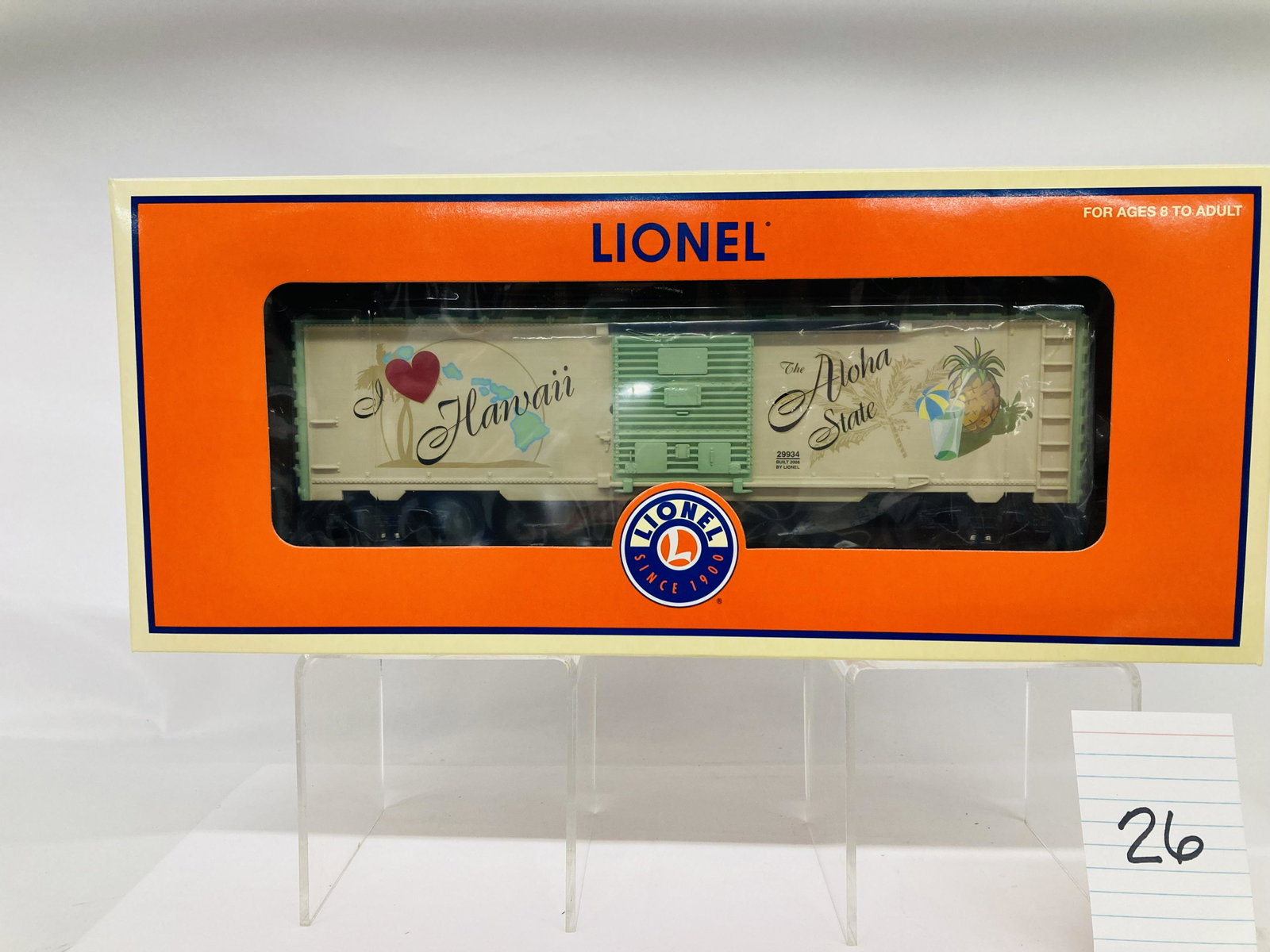 Lionel 29934 I Love Hawaii Boxcar w/ OB: Lionel 29934 I Love Hawaii Boxcar w/ OB, C10