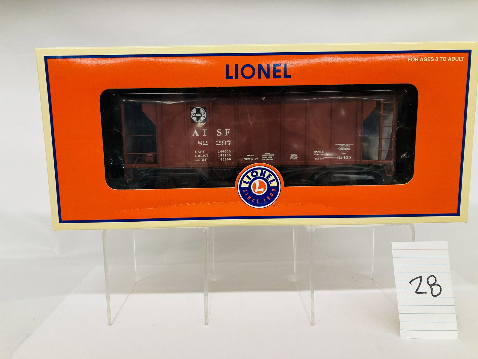 Lionel 17063 Santa Fe PS2 2 Bay Covered Hopper w/ OB: Lionel 17063 Santa Fe PS2 2 Bay Covered Hopper w/ OB, C10