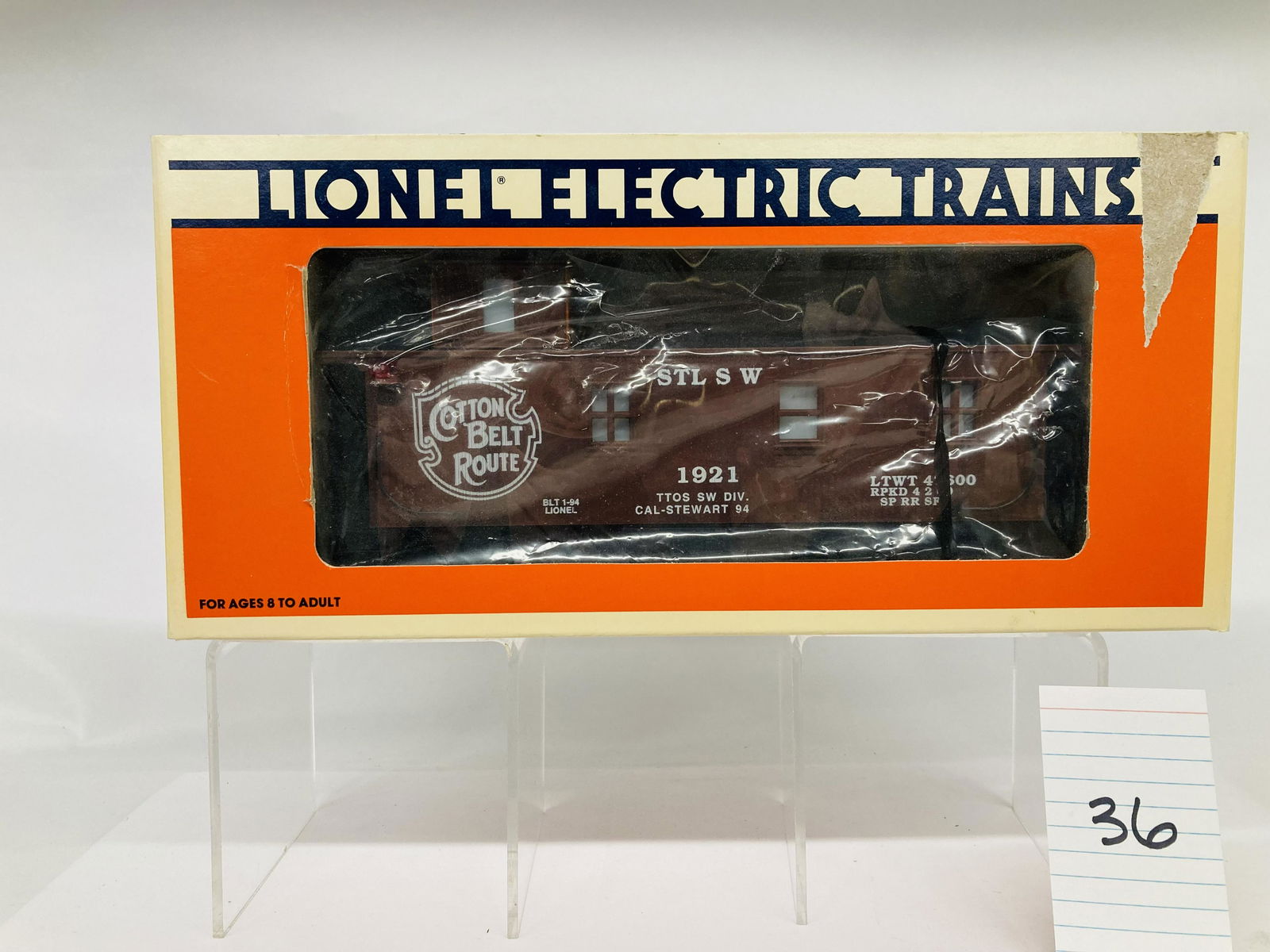Lionel 52047 TTOS Cal-Stewart Cotton Belt Caboose 1994 Convention Car w/ OB (1 of 2)