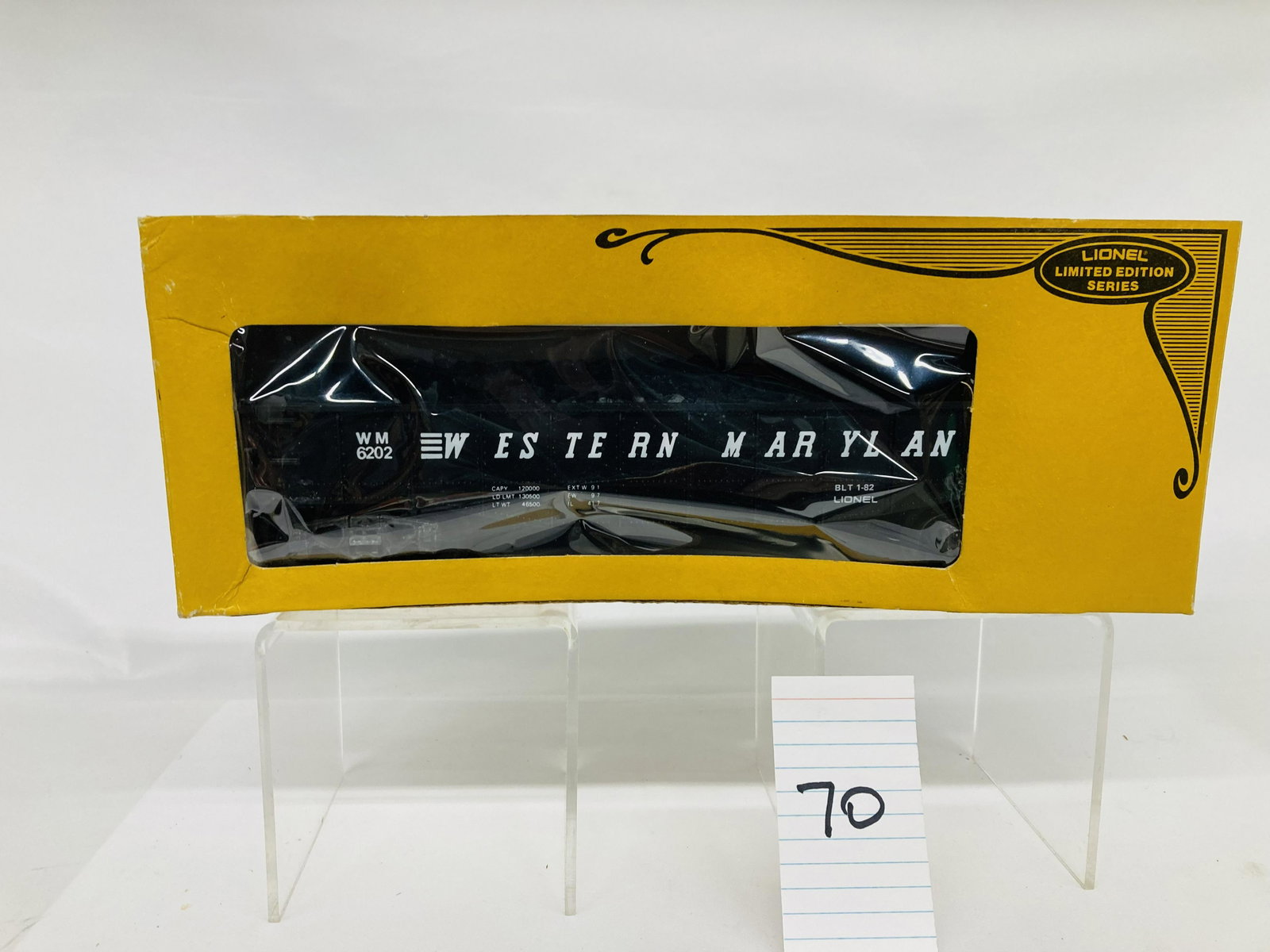 Lionel 6202 Western Maryland Gondola w/ OB: Lionel 6202 Western Maryland Gondola w/ OB, C9 (Box has wear)