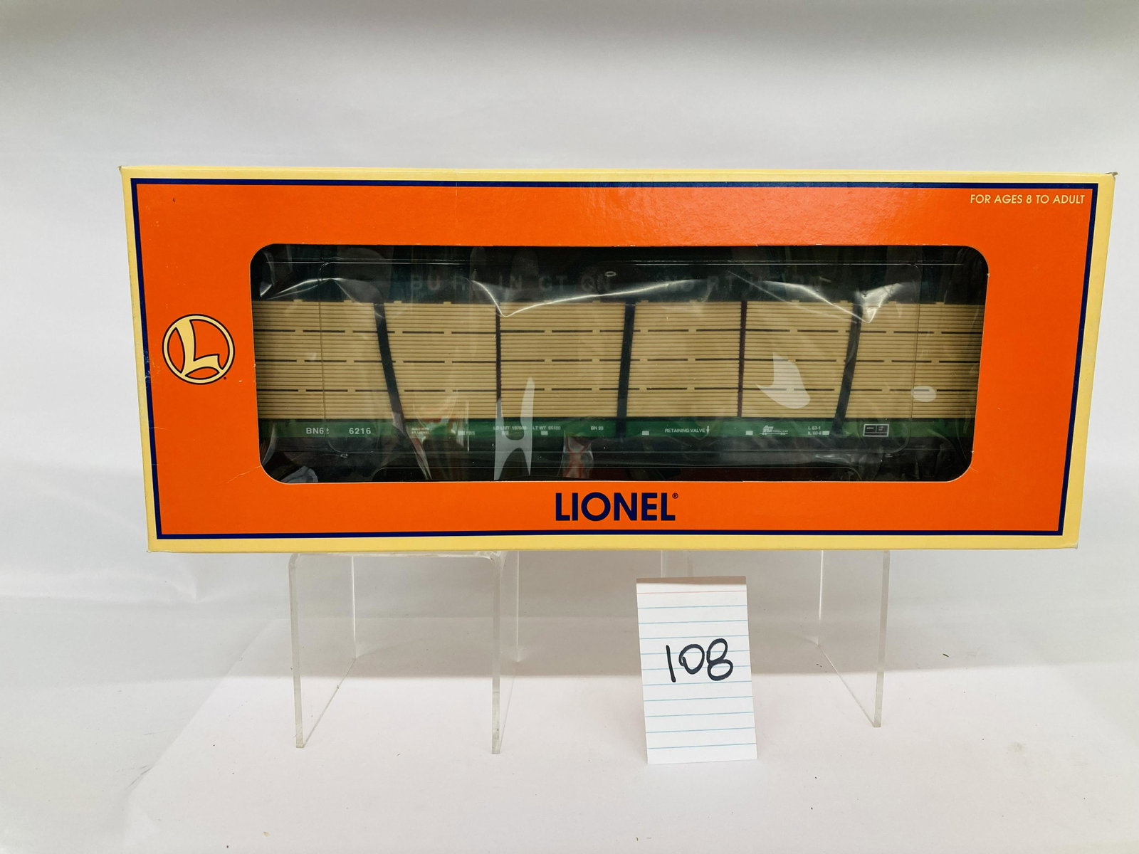 Lionel 17550 Burlington Northern FC1-Beam Flatcar w/ Load & OB: Lionel 17550 Burlington Northern FC1-Beam Flatcar w/ Load & OB, C10