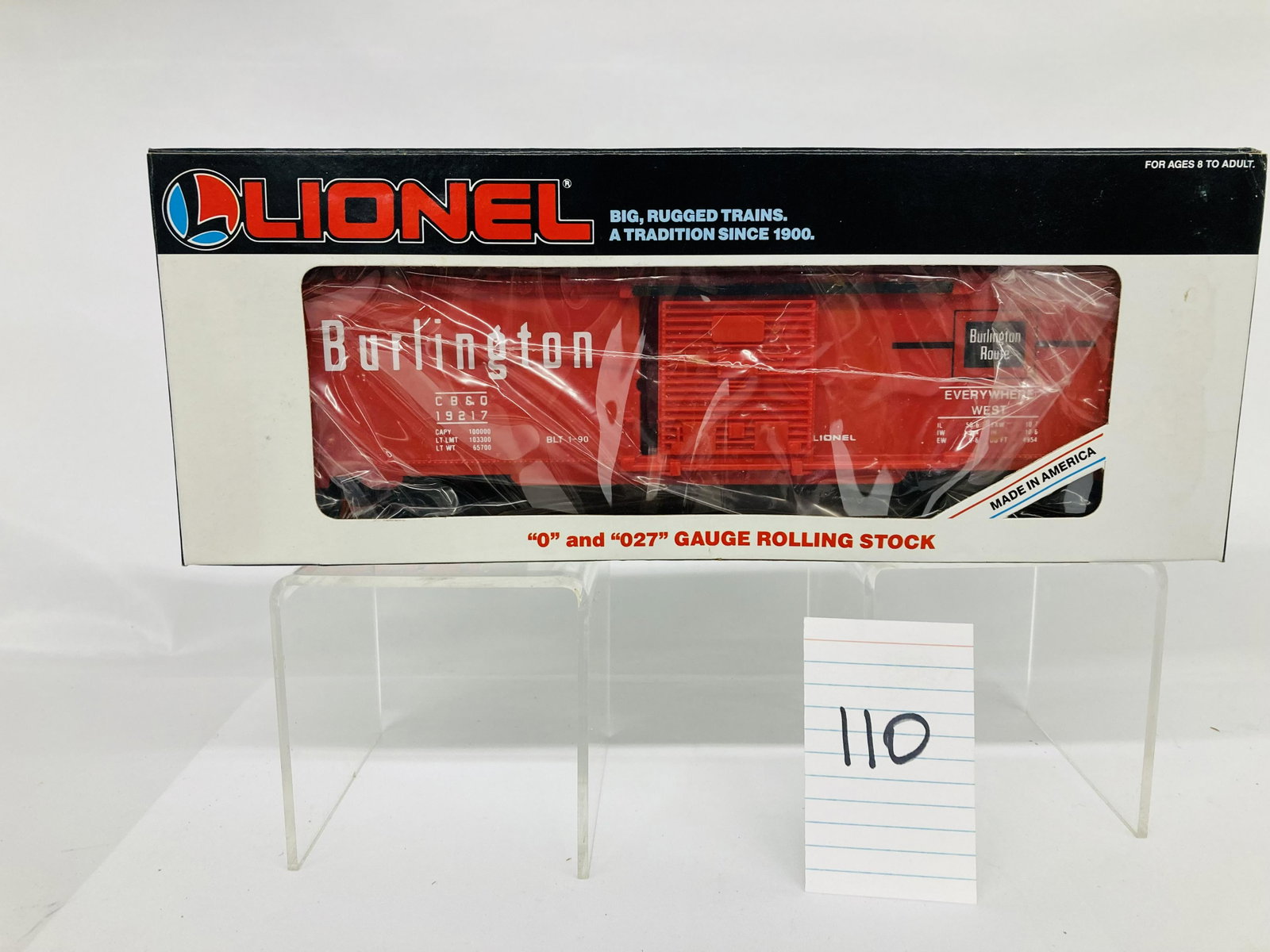 Lionel 19217 Burlington Boxcar w/ OB: Lionel 19217 Burlington Boxcar w/ OB, C9