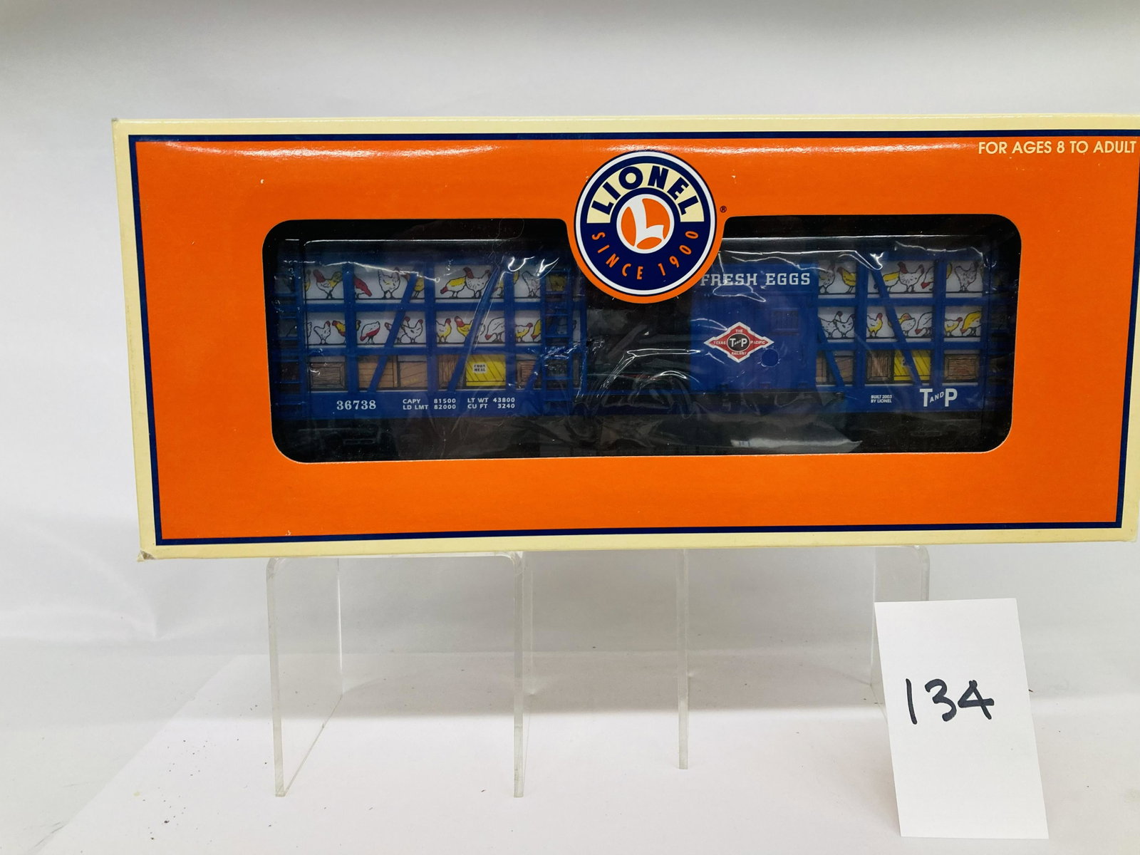 Lionel 36738 Texas & Pacific Poultry Dispatch Car w/ OB: Lionel 36738 Texas & Pacific Poultry Dispatch Car w/ OB, C10