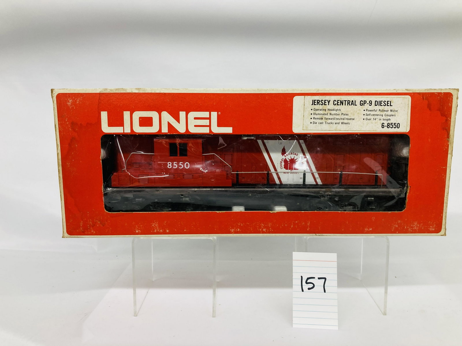 Lionel 8550 Jersey Central GP9 Diesel Locomotive w/ OB: Lionel 8550 Jersey Central GP9 Diesel Locomotive w/ OB, C9 (stain on box)