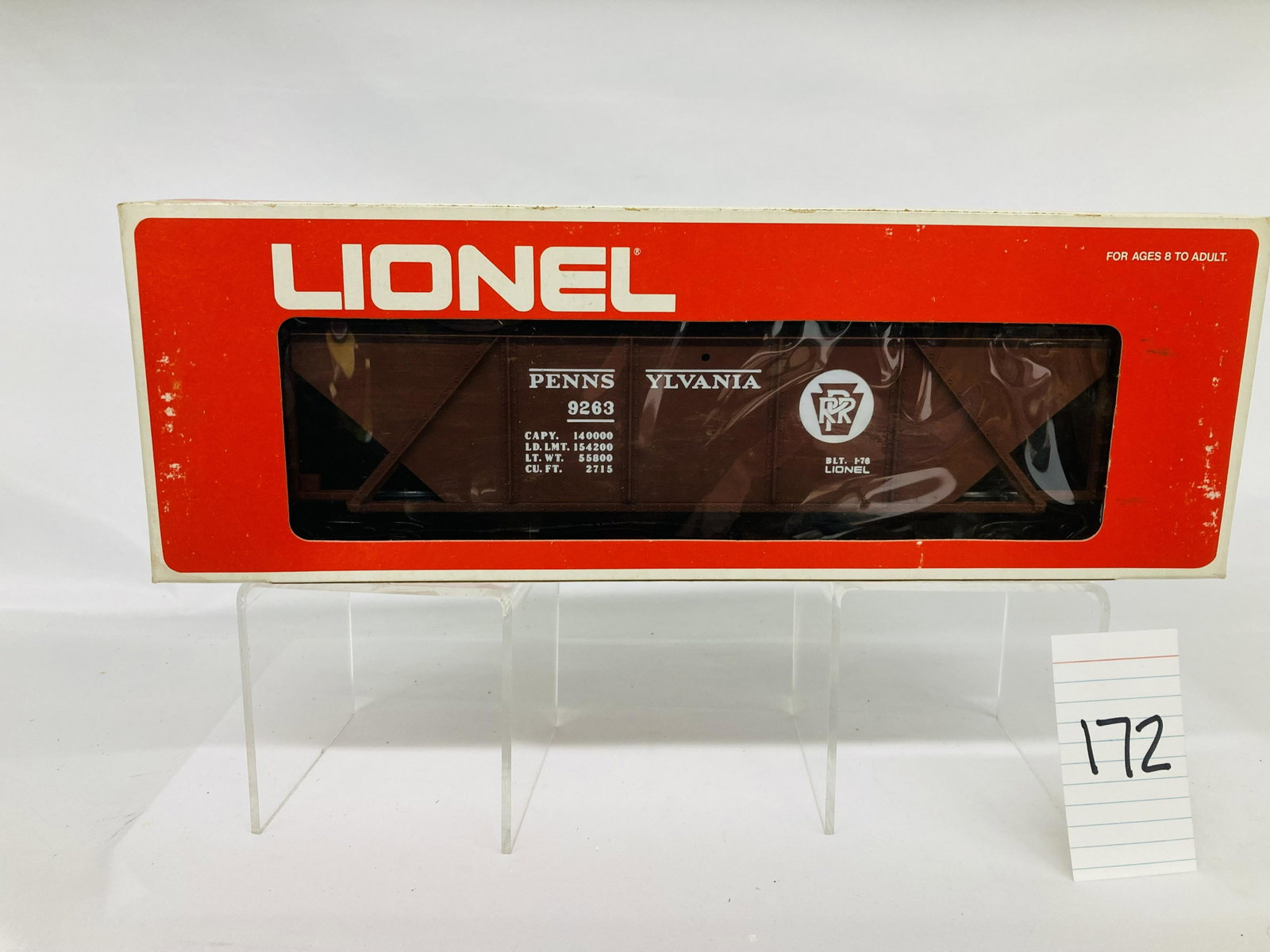 Lionel 9263 Pennsylvania Covered Hopper w/ OB: Lionel 9263 Pennsylvania Covered Hopper w/ OB, C19